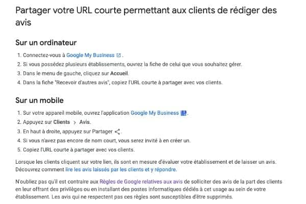 google my business creer lien direct redaction avis doconnect